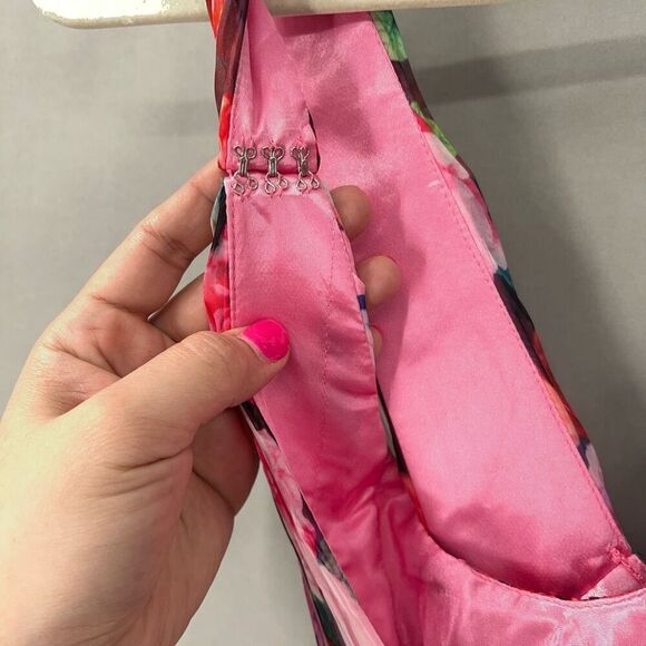 $598 Mac Duggal Floral Long Gown Womens 2 Romantic Boho Whimsical Fairycore - Picture 12 of 15